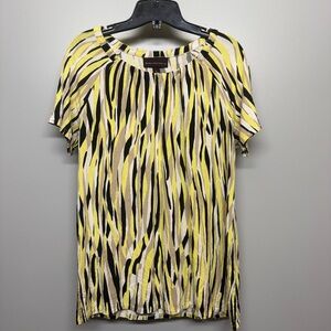 Dana Buchman Yellow and Black Zebra Print Top